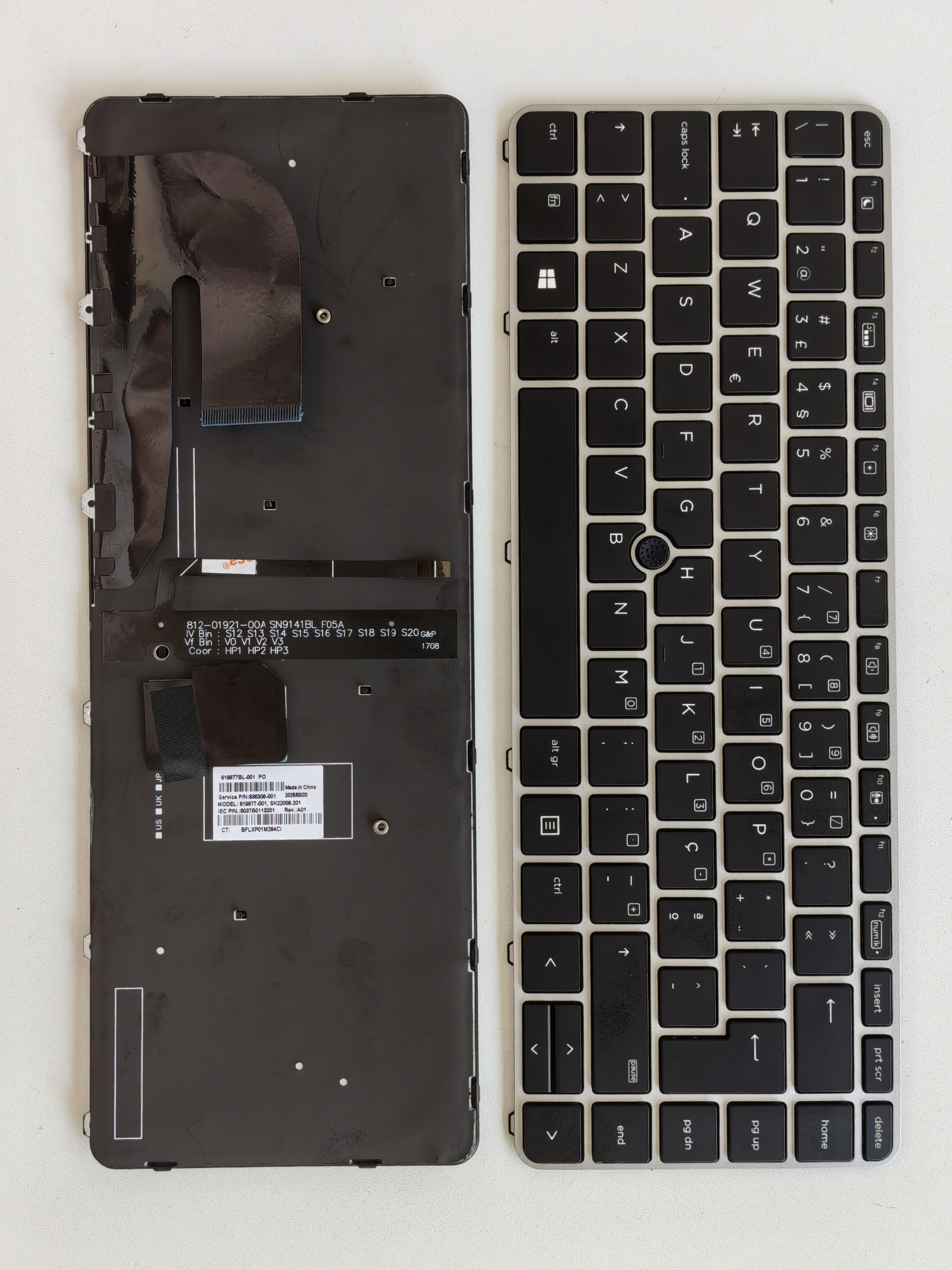 Picture of New Replacement Laptop Keyboard For HP 840G3/745G3/848G3/840G4/745G4/ZBOOK14U G4 SILVER FRAME BLACK With Point Backlit (OEM) PO Layout